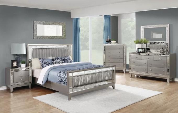 Custom Made upholstered Contemporary Bedroom Sets MDF Wood 4