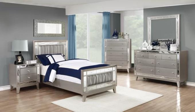 Custom Made upholstered Contemporary Bedroom Sets MDF Wood 5