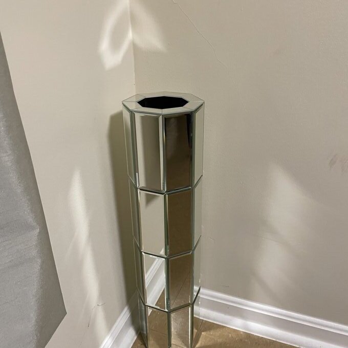 Tall Mirrored Furniture Cylinder Crystal Crushed Diamond Floor Vase 8