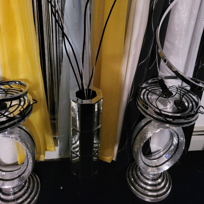Tall Mirrored Furniture Cylinder Crystal Crushed Diamond Floor Vase 10