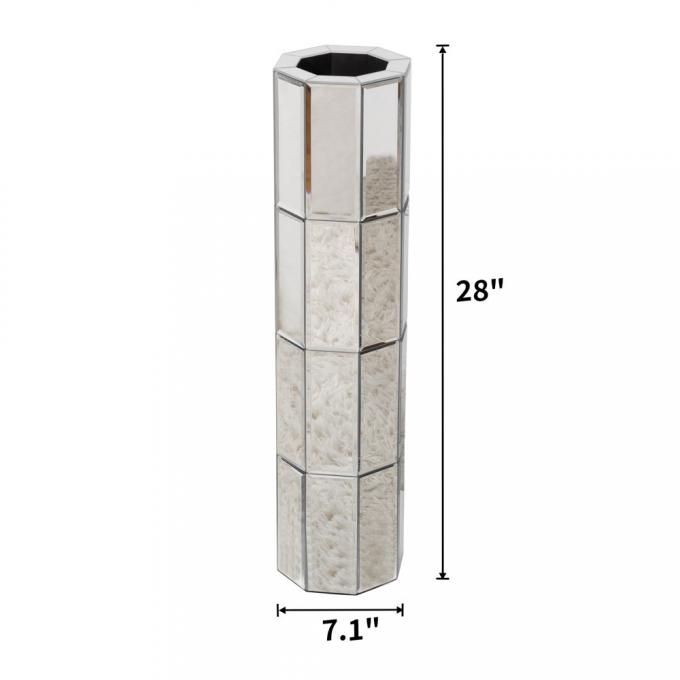 Tall Mirrored Furniture Cylinder Crystal Crushed Diamond Floor Vase 11
