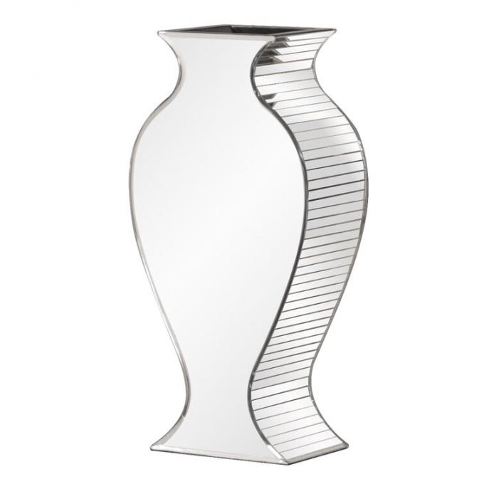 Clear Crystal Tall Mirrored Crushed Diamond Floor Vase Planter For Wedding 1