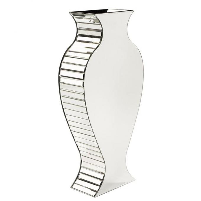 Clear Crystal Tall Mirrored Crushed Diamond Floor Vase Planter For Wedding 0