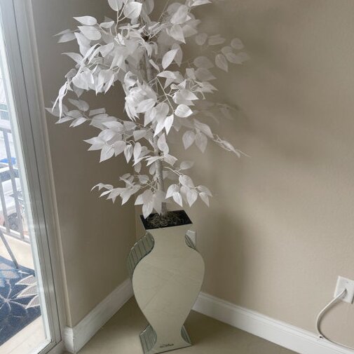 Clear Crystal Tall Mirrored Crushed Diamond Floor Vase Planter For Wedding 4