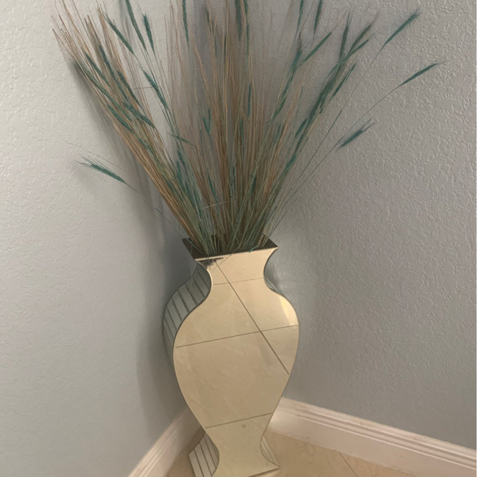 Clear Crystal Tall Mirrored Crushed Diamond Floor Vase Planter For Wedding 6