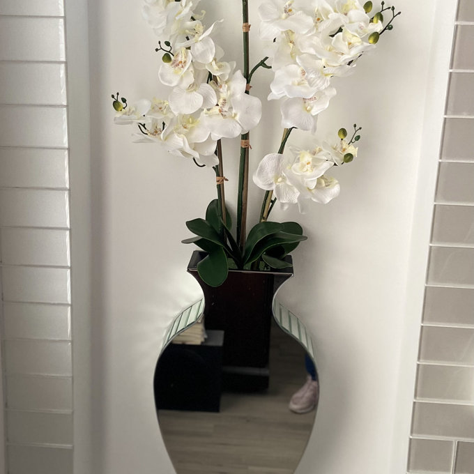 Clear Crystal Tall Mirrored Crushed Diamond Floor Vase Planter For Wedding 10