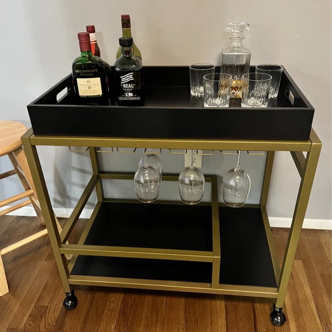 Brass Wine Drink Bar Cart Restaurant Serving Trolley Customized 18