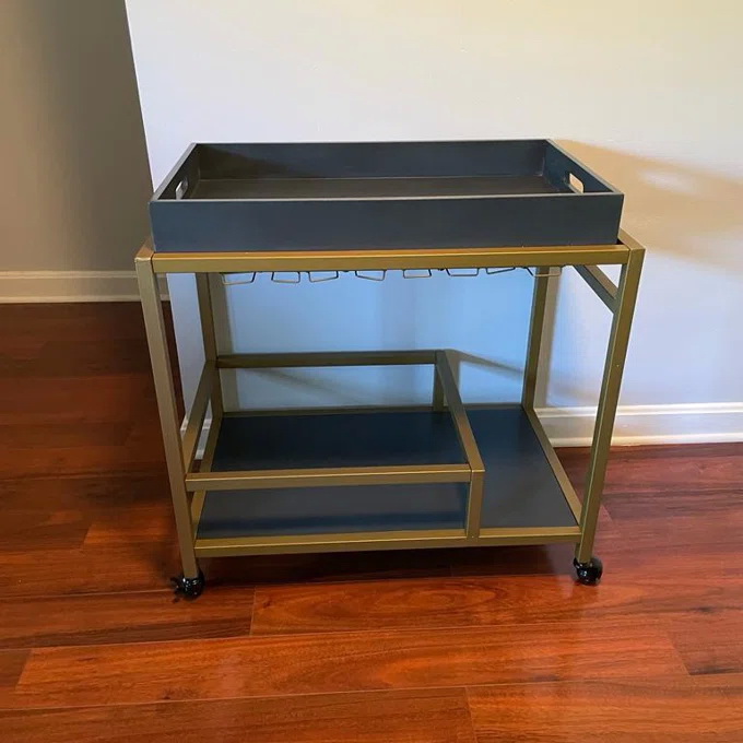 Brass Wine Drink Bar Cart Restaurant Serving Trolley Customized 16