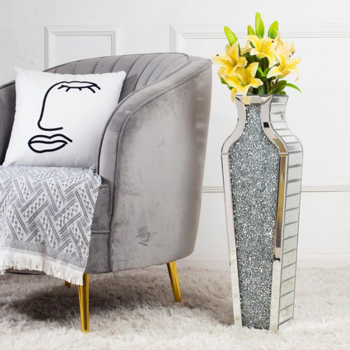 Home Decoration Mirrored Furniture Tall Floor Vase Clear Glass Crystal For Wedding 1