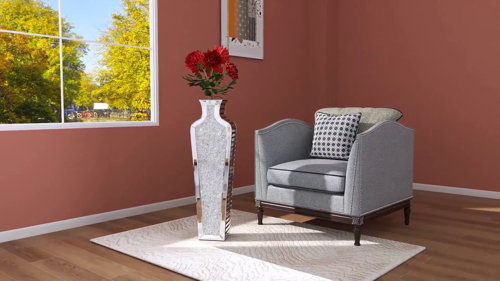 Home Decoration Mirrored Furniture Tall Floor Vase Clear Glass Crystal For Wedding 0