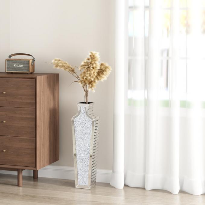 Home Decoration Mirrored Furniture Tall Floor Vase Clear Glass Crystal For Wedding 3