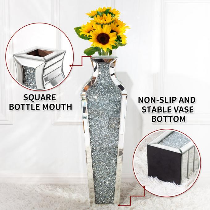 Home Decoration Mirrored Furniture Tall Floor Vase Clear Glass Crystal For Wedding 5