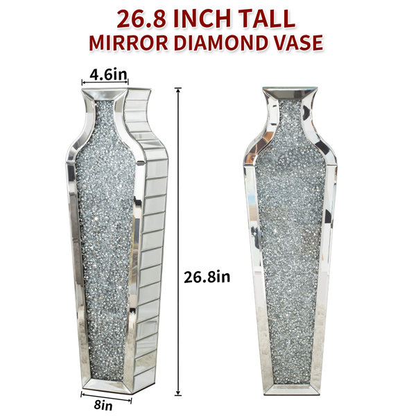 Home Decoration Mirrored Furniture Tall Floor Vase Clear Glass Crystal For Wedding 9