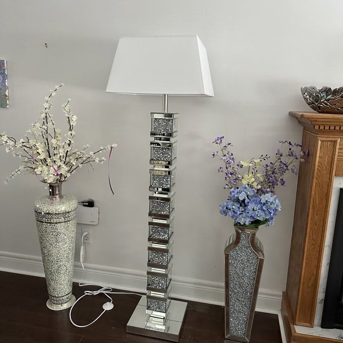Home Decoration Mirrored Furniture Tall Floor Vase Clear Glass Crystal For Wedding 14