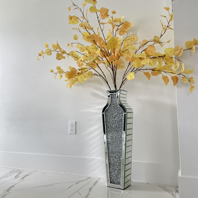 Home Decoration Mirrored Furniture Tall Floor Vase Clear Glass Crystal For Wedding 15