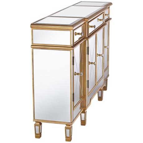 Living Room Cabinet Modern 4 Drawers 4 Doors Buffet Cabinet Table with Mirrored Finish 2
