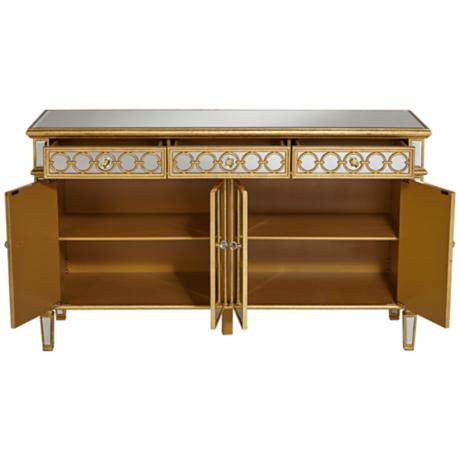 Living Room Cabinet Modern 4 Drawers 4 Doors Buffet Cabinet Table with Mirrored Finish 4