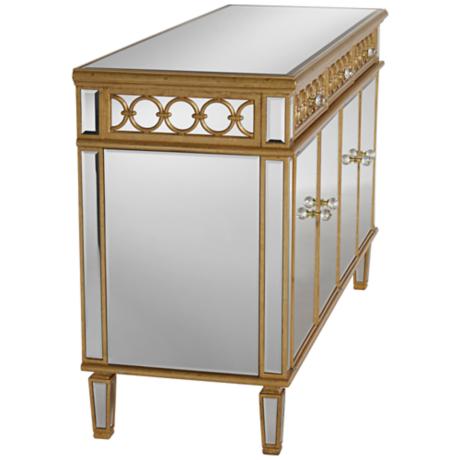 Living Room Cabinet Modern 4 Drawers 4 Doors Buffet Cabinet Table with Mirrored Finish 5