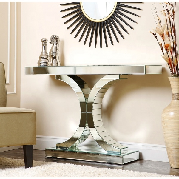 Accent Crystal Mirrored Console Table Hotel Entryway Furniture 0