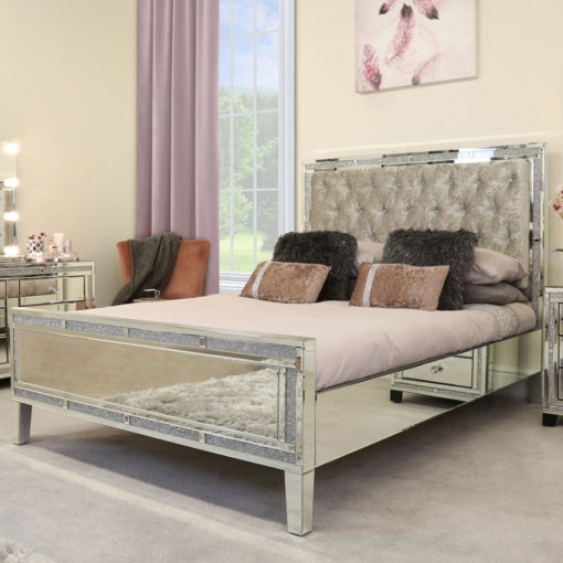 Panel Wood MDF Mirrored Glass Bedroom Furniture Sets 3