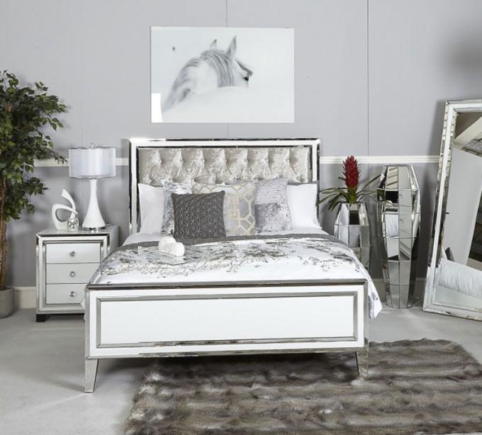 Panel Wood MDF Mirrored Glass Bedroom Furniture Sets 5