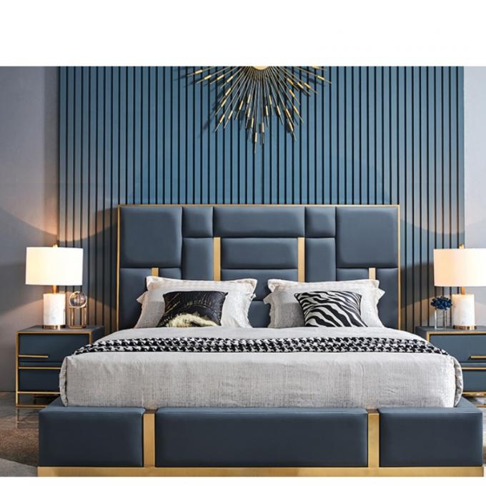 Leather Tufted Upholstered Bed Modern King Bedroom Sets 1