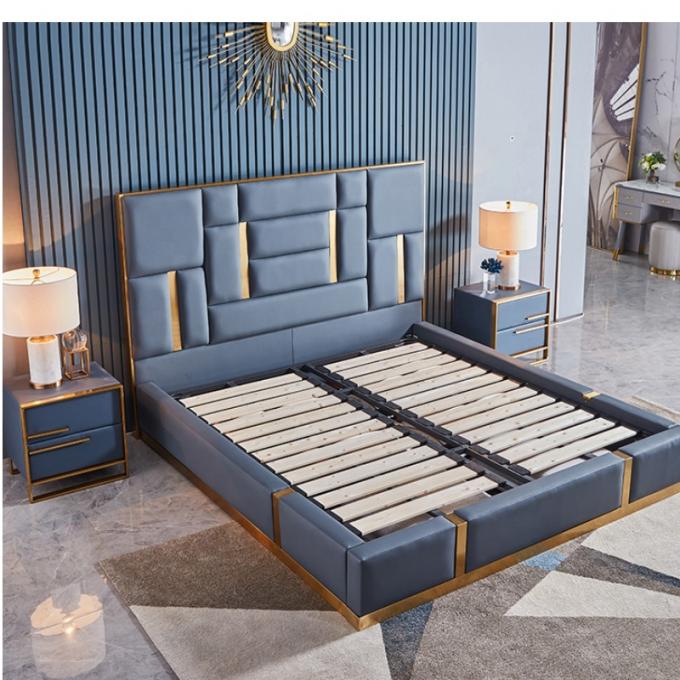 Leather Tufted Upholstered Bed Modern King Bedroom Sets 3