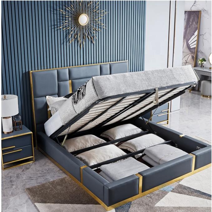 Leather Tufted Upholstered Bed Modern King Bedroom Sets 4