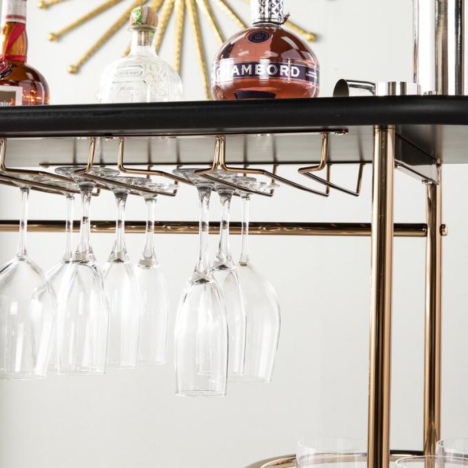 ODM Black Gold Rolling Drinks Cart Trolley for Kitchen 3