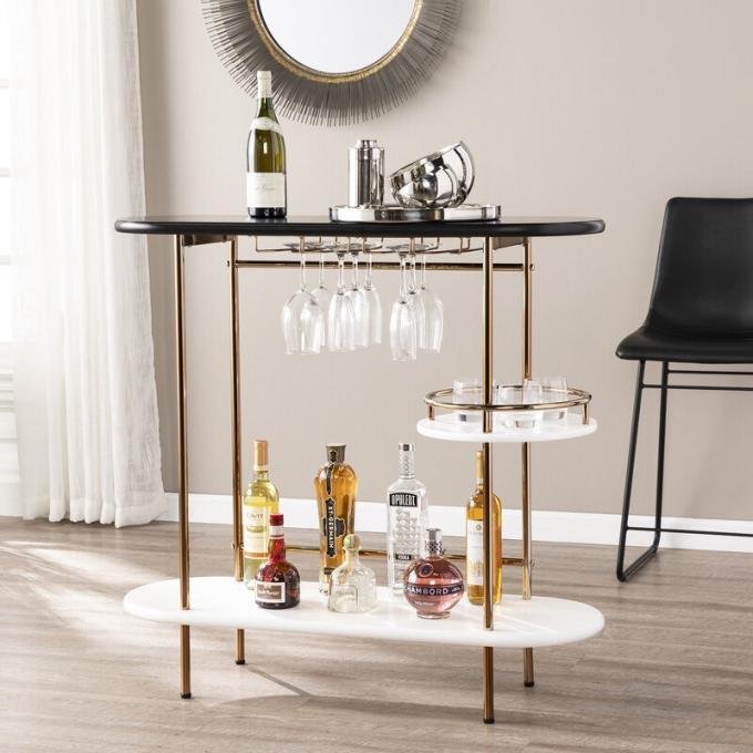 ODM Black Gold Rolling Drinks Cart Trolley for Kitchen 2