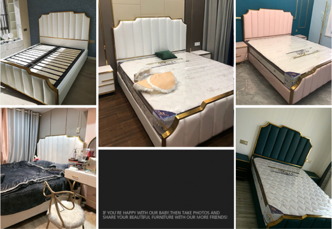 Leather Tufted Upholstered Bed Modern King Bedroom Sets 7