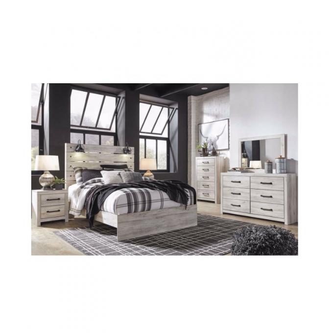 Wood Master Bedroom Furniture Upholstered Platform Bed 5