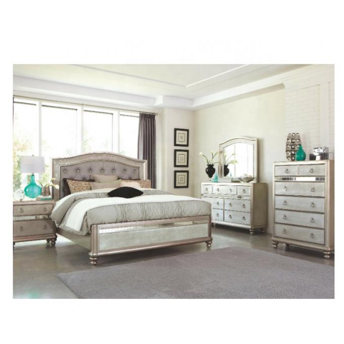 Wood Master Bedroom Furniture Upholstered Platform Bed 4