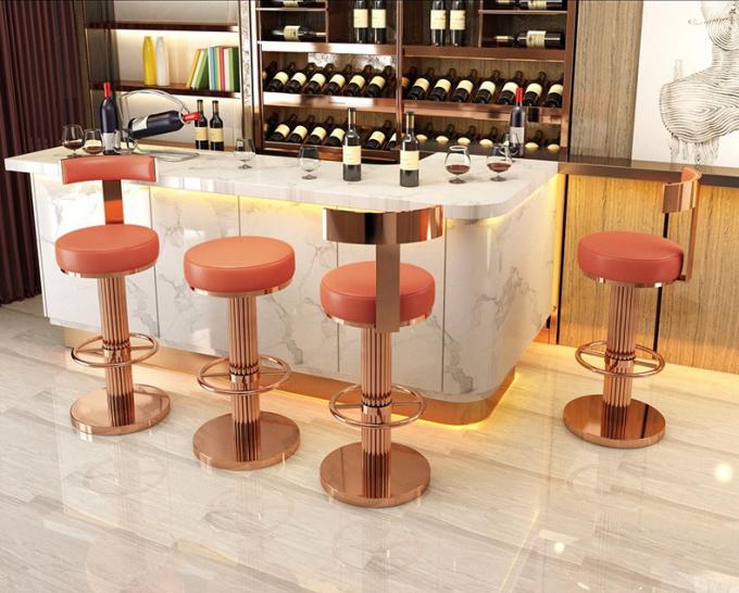 Outdoor Luxury Bar Stool with Blue Velvet Seat and Gold Metal Frame 5