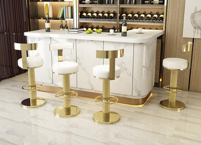 Outdoor Luxury Bar Stool with Blue Velvet Seat and Gold Metal Frame 7
