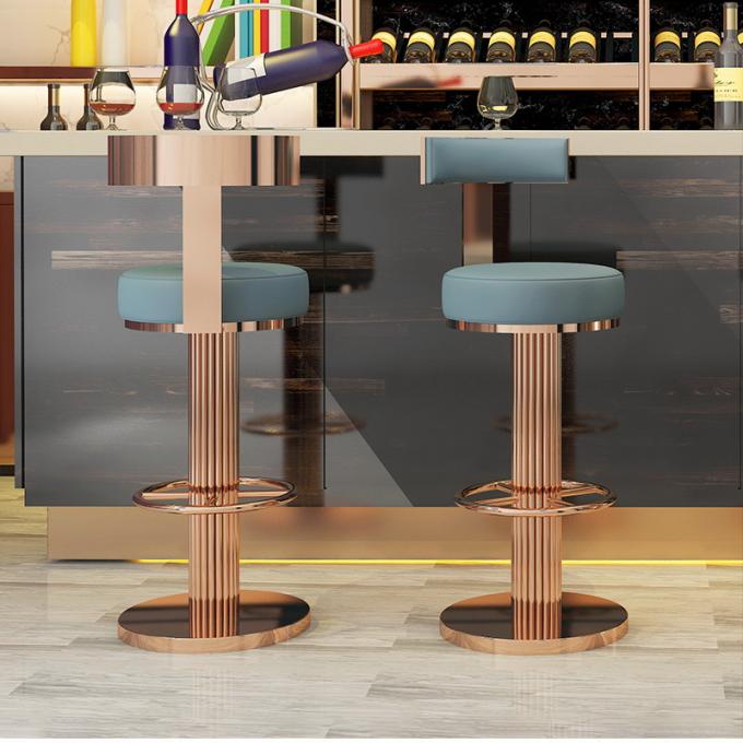 Outdoor Luxury Bar Stool with Blue Velvet Seat and Gold Metal Frame 9