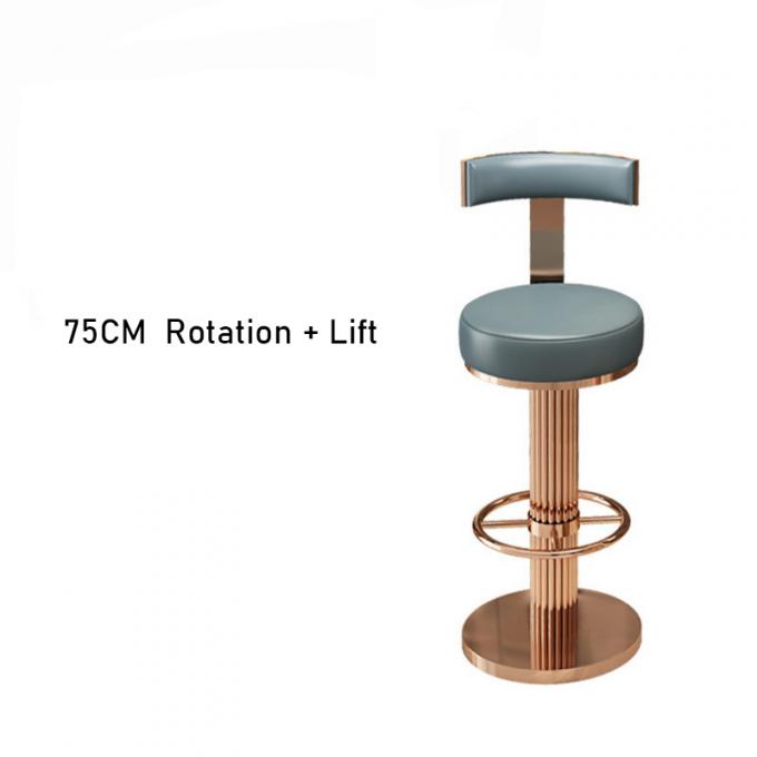 Outdoor Luxury Bar Stool with Blue Velvet Seat and Gold Metal Frame 12