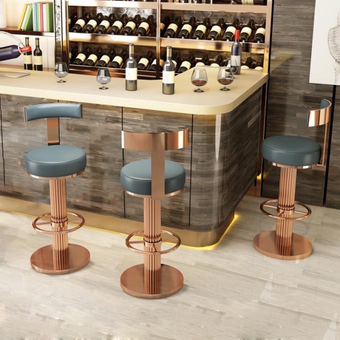 Outdoor Luxury Bar Stool with Blue Velvet Seat and Gold Metal Frame 11