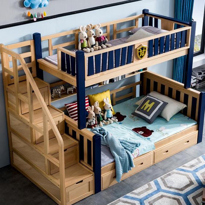 Wood Kids Teenager Bunk Beds Twin Over Full Bedroom Sets OEM 3