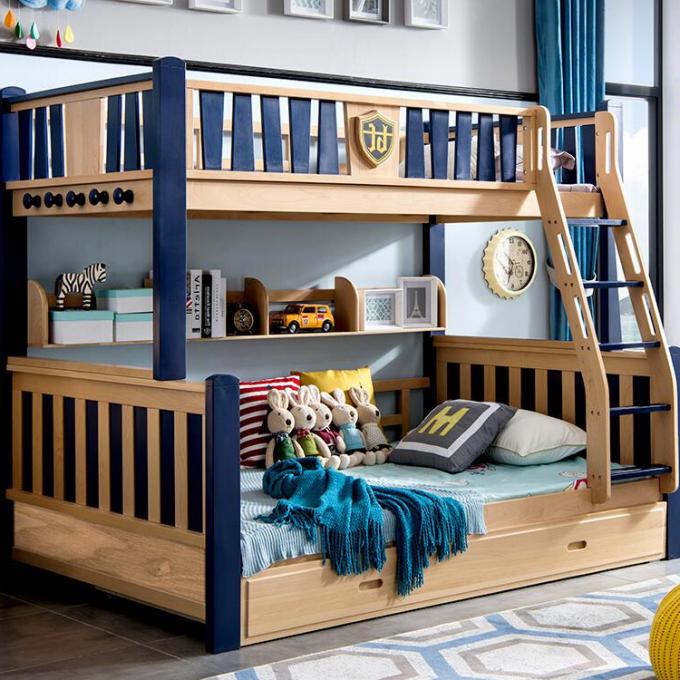 Wood Kids Teenager Bunk Beds Twin Over Full Bedroom Sets OEM 4