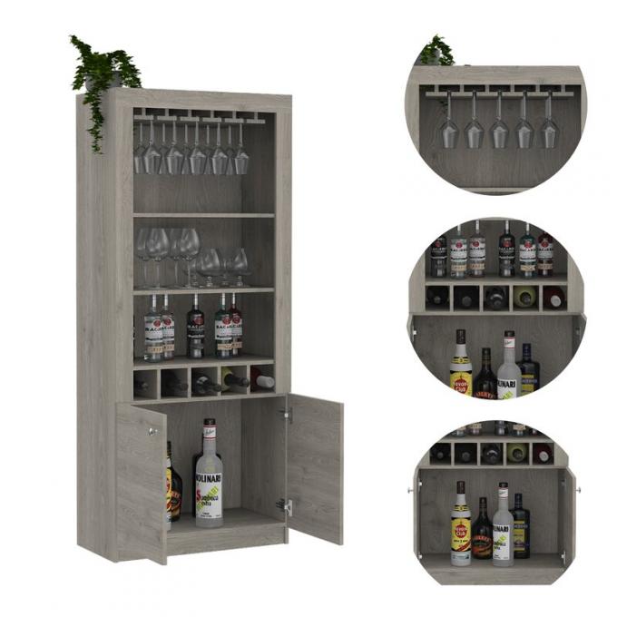 Stainless Steel Corner Wine Cabinet Racks With Temperature Control And Wood Shelves 3