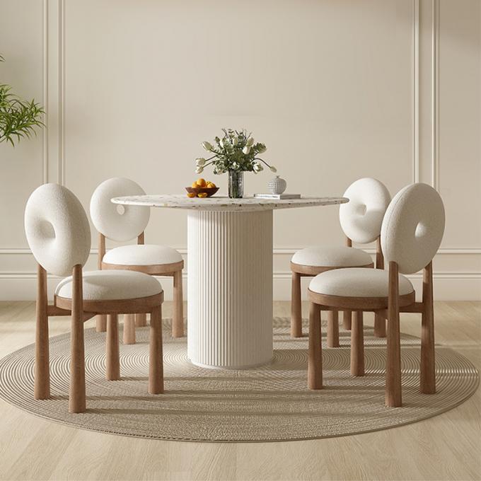 Oak Wooden Cashmere Dining Chairs Lamb Velvet For Modern Office 2