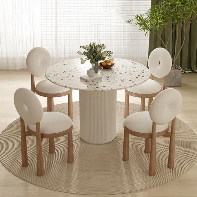 Oak Wooden Cashmere Dining Chairs Lamb Velvet For Modern Office 3