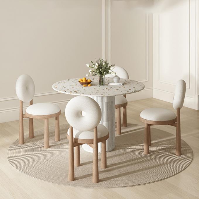 Oak Wooden Cashmere Dining Chairs Lamb Velvet For Modern Office 4