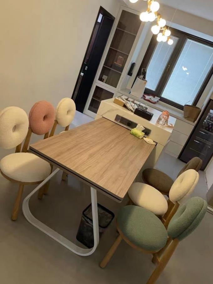 Oak Wooden Cashmere Dining Chairs Lamb Velvet For Modern Office 14