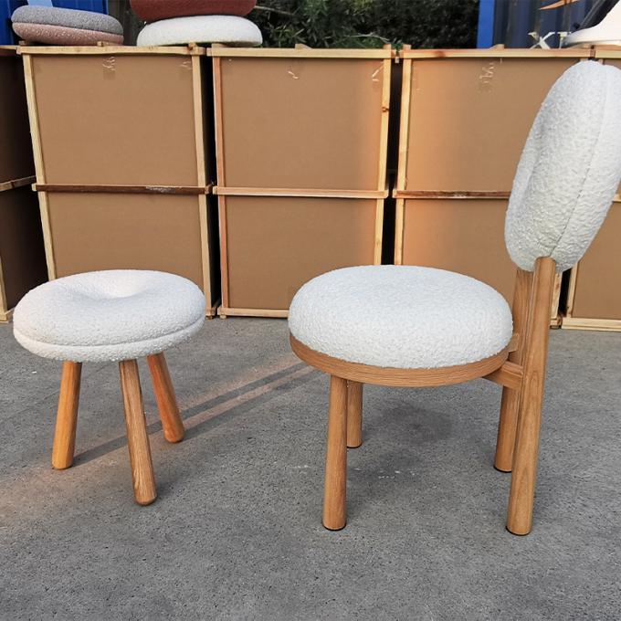 Oak Wooden Cashmere Dining Chairs Lamb Velvet For Modern Office 16