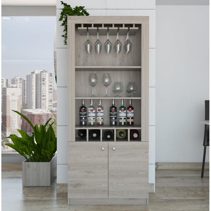 Stainless Steel Corner Wine Cabinet Racks With Temperature Control And Wood Shelves 2