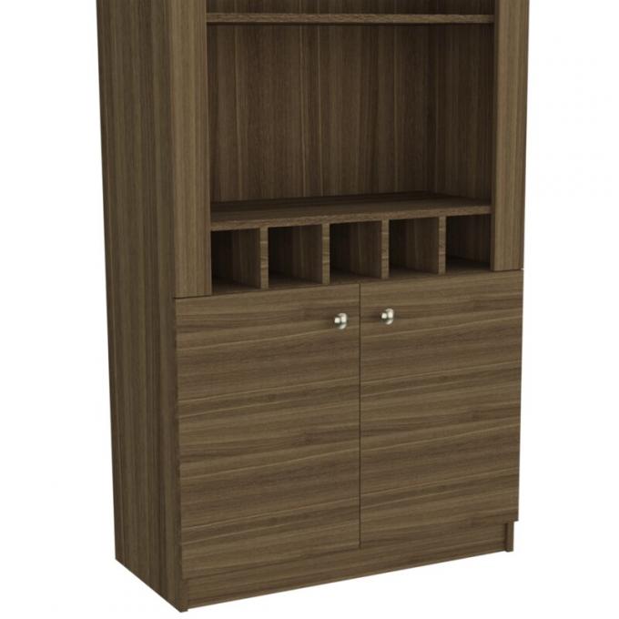Industrial Bar Corner Wine Rack Cabinet With Wooden Shelves Wall Mounted Design 5