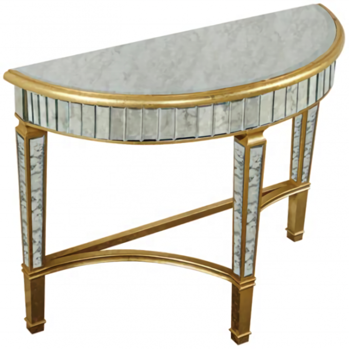 Antique Silver Mirrored Furniture Demilune Console Table Custom 1