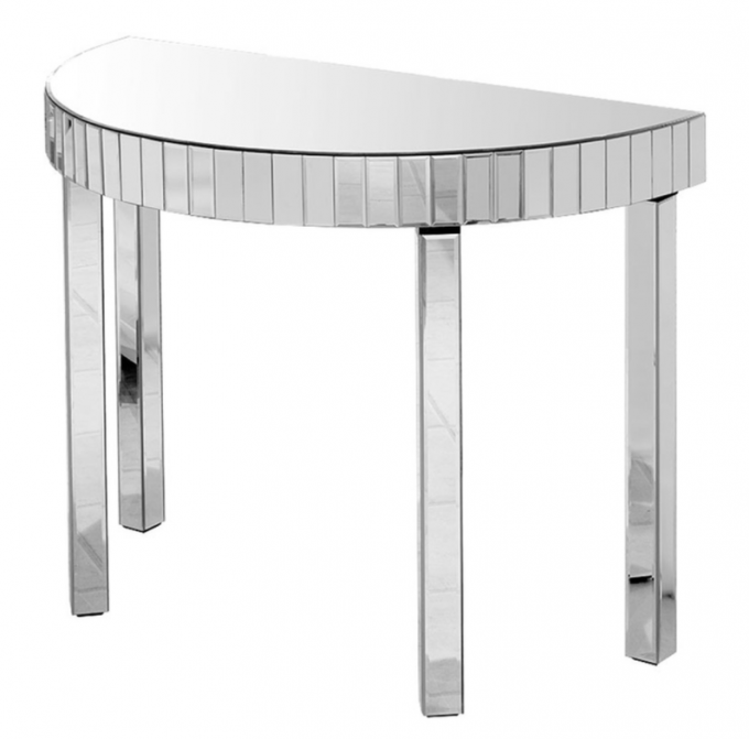Antique Silver Mirrored Furniture Demilune Console Table Custom 3